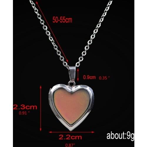 E56A Love Photo Box Pendant Necklace Gothic Necklace Temperature Control Color Change Necklaces for Women Men Gifts