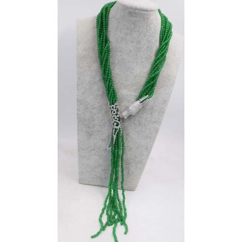 8rows green jade round shape 4mm +dargon clasp necklace 32inch FPPJ wholesale beads nature