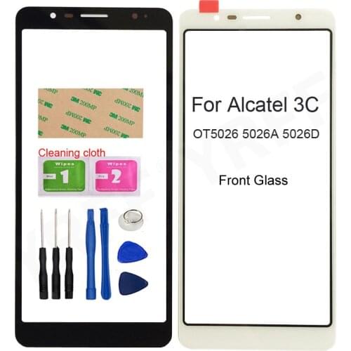 For Alcatel 3C OT5026 5026 5026A 5026D Front Glass Screen Panel (No Touch Screen) Outer Glass Cover Assembly Parts