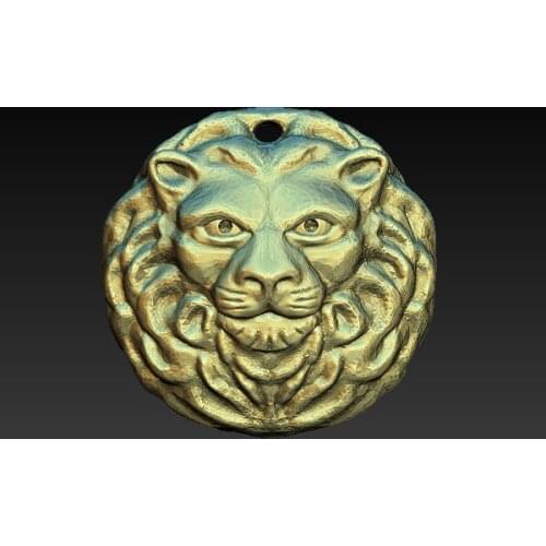 Lion head pendant 3D model relief STL model for CNC Router 3D Printer Artcam Aspire