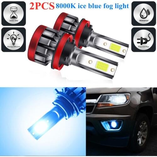2PCS 60W H8/H11 880/881 5202 9005/HB3 9006/HB4 P13W-DOB LED Ice Blue Fog Light Super Bright LED Light Bulb 8000K Car Headlight