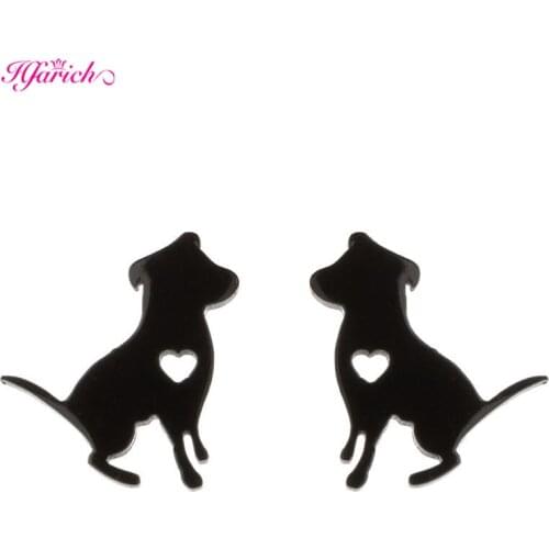 Multi Mini Cute Tiny Dog Hound Earings for Women Men Black Animal Pet Stainless Steel Stud Earrings Fashion Ear Piercing Jewelry