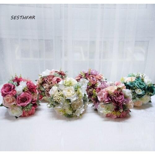 Bridal Bouquets Silk Roses Wedding Bouquets Wedding Bouquet Flowers Marriage Accessories For Bridesmaids Decoration SPH016