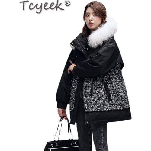 Tcyeek Fox Fur Collar Coat Womens Puffer Jacket Winter Warm Korean Style Parkas Ladies Casual Outwear Chaquetas De Mujer SQQ507