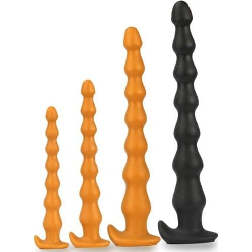 Liquid Silicone Anal Bead Prostate Massager Soft Buttplug Long Deep Anus Plug SM Adult Sex Shop For Men Women Masturbator