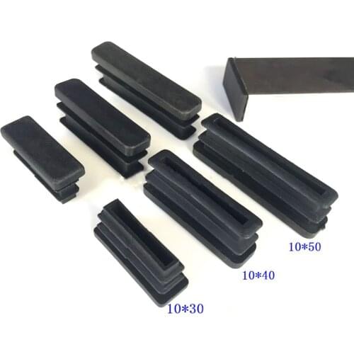 10Pcs Black Plastic Square Caps Inner Plug 10*30mm-10*50mm Protection Gasket Dust Seal End Cover Caps For Pipe Bolt Furniture