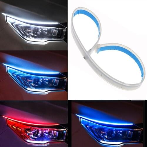 2 pièces LED DRL Voiture Diurne Lumière Imperméable Flexible Bande Auto Phares Blanc Clignotant Jaune Frein Flux Lumières 12V