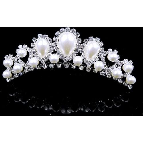 2018 Elegant Imitation Pearl Rhinestone inlay Bridal Crown Tiara Wedding Bride Hair Jewelry Comb Accessories