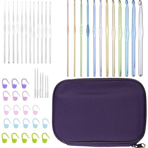 24PCS Crochet Needles Knitting Set Handles Knitting Needles Kit Craft Case Crochet Weaving Sewing Tools