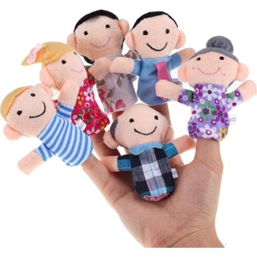 6Pcs Baby Kid Plush Cloth Play Game Learn Family Finger Puppets Toys Set