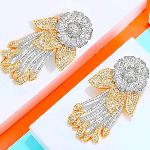 70MM Long Vintage Luxury Fashion Big Pendant Earrings for Bridal Wedding Jewelry women Appointment Trendy Accessories