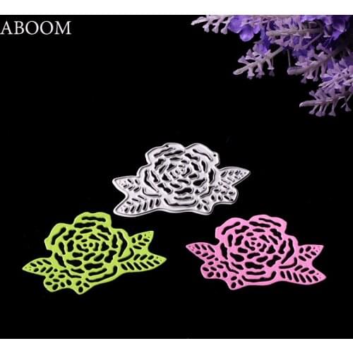 ABOOM New Leaf Flower Design Red Rose Die Cut Metal Carbon Steel Silver Embossing Folder Cutting Dies Paper Card Making Template