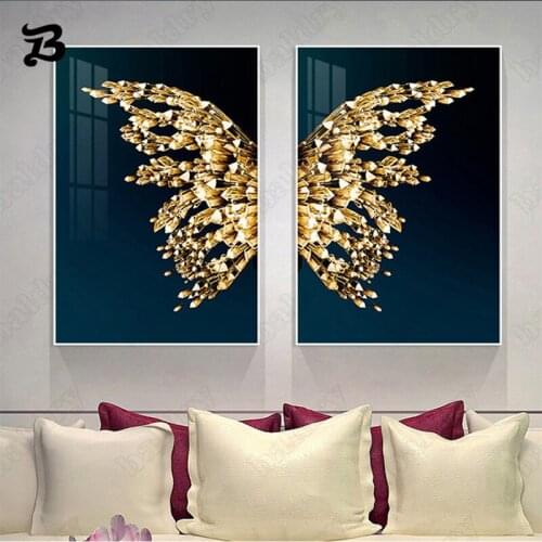 Butterfly Wings Painting Abstract Golden Wall Art Posters Prints Modern Wall Pictures Canvas Painting for Living Room Home Decor