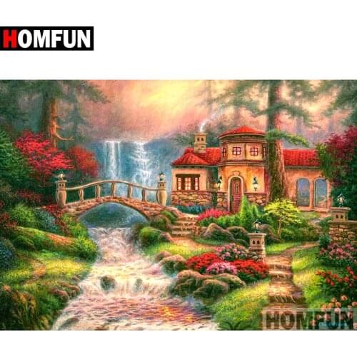 HOMFUN 5D DIY Diamond Painting Full Square/Round Drill "Forest house" Embroidery Cross Stitch gift Home Decor Gift A08921