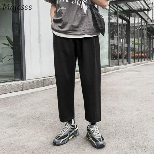 Pants Men Plus Size High Waist Sweatpants Black Casual Slim All Match Mens Korean Style Trendy Streetwear Pocket Drawstring Soft