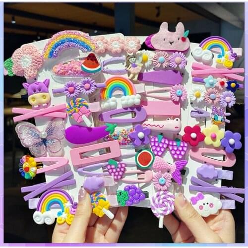 Cute Children Hairpin Baby Cartoon Ice Cream Unicorn Hair Clips For Girls Lovely Hairpins Headband Barrettes Hair Accessories
