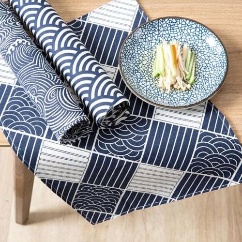 Double Totem Placemat Bowl Mat Household Cotton Linen Heat Insulation Pad Fabric Rectangular Anti-Scald Pad Western Placemat