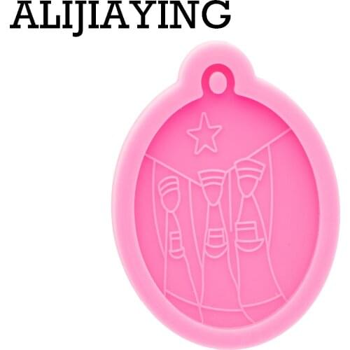 DY0763 Glossy Puerto Rico Flag Resin Keychain/Necklace Mold , Mold for Resin Jewelry, Silicone Mold To Make Crafts with Epoxy