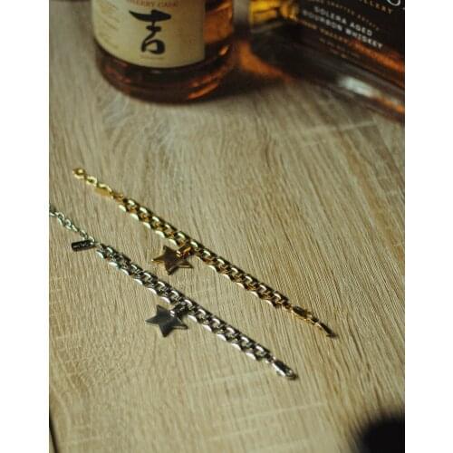 GULCE DERELI, BIG STAR SYMBOL CHARM BRACELET, VINTAGE BRACELETS, CHARM BRACELETS, GIFT BOX, GOLD/SILVER PLATED