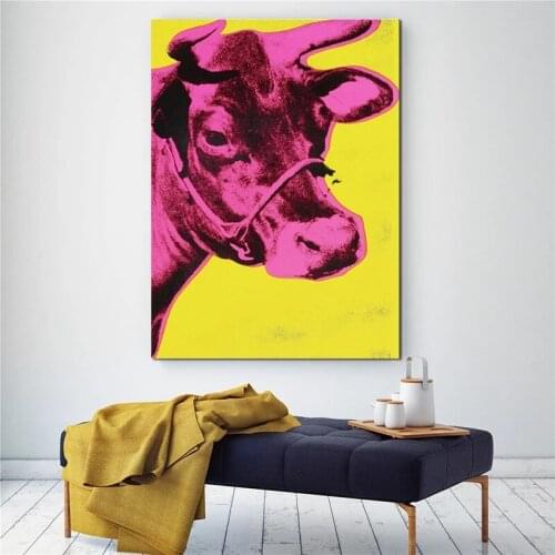 Andy Warhol Animal Art Canvas Paintings Minimalist Colorful Cow Posters and Prints Wall Art for Living Room Wall Decor Cuadros