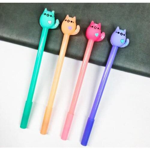 Korean Stationery Cartoon Love Cocked Cat Gel Pens Heart-Shaped Cute Pen Waterborne Signature Pen Student Office School Supplies