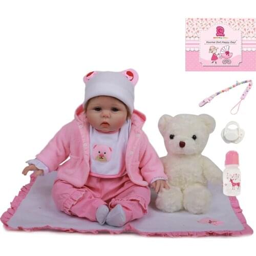 18"45cm Lifelike Boneca Reborn Silicone Lovely Bebe Reborn Baby Dolls Cloth Menina Baby Dolls Kids Birthday Christmas Gift