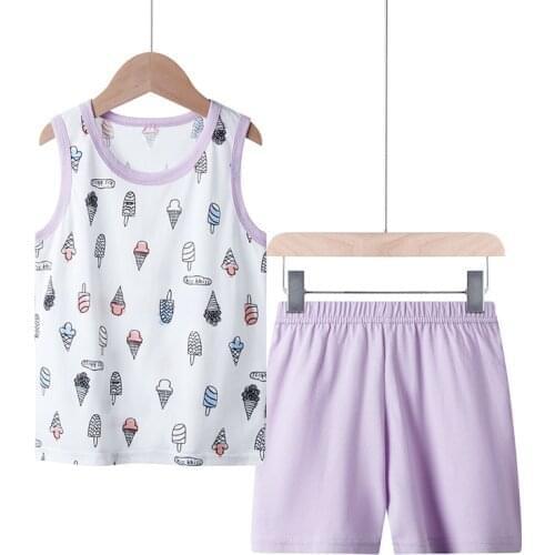 Summer 2021 Childrens Pajamas Sets Cotton Baby Girls Short Sleeved Cartoon Sleepwear Kids Pyjama Enfant Boys Pyjamas Nightwear