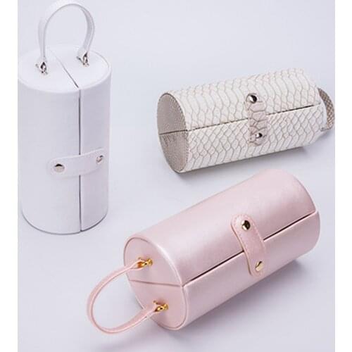 Multi-layer Flannel Earrings Necklace Jewelry Storage Organizer Portable PU Leather Jewelry Box Gifts For Girls Friends