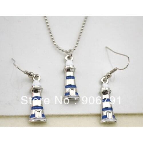 Fashion blue lighthouse jewelry sets