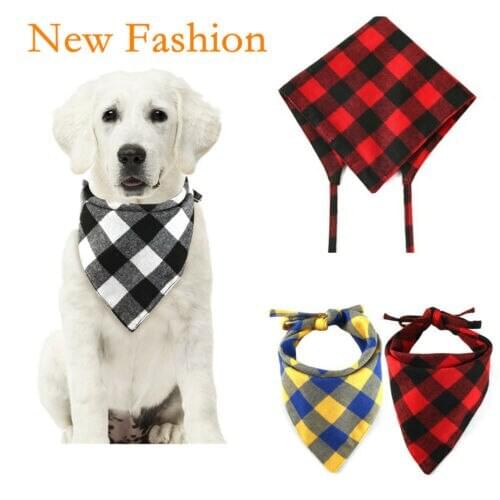 Fashion Pet Dog Plaid Scarf Collar Puppy Cat Triangular Bandage Bib Bandana Neckerchief New