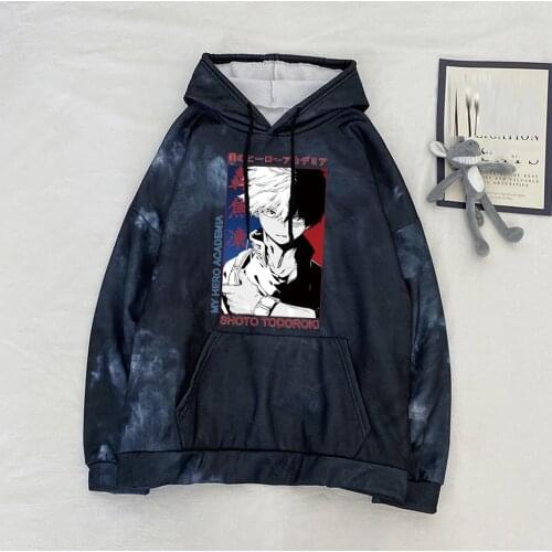 My Hero Academia Hoodie Shoto Todoroki Pullover Sweatshirts Boku No Hero Academia Tie-dye Hoodie Pullover