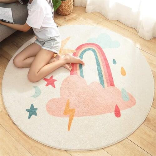 Cartoon Round Lamb Cashmere Home Living Room Non-Slip Carpet Sofa Bedroom Tatami Bedside Blanket Rugs