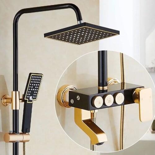 Wall Mounted Shower Faucet Set Luxury Bathroom Rainfall Bathtub Faucet Set 3 Function Switch Handheld Shower Head Space Aluminum