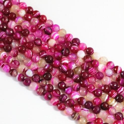 Natural Rose Red Fringe Carnelian Stone Agat Onyx 6mm 8mm 10mm 12mm Faceted Round Loose Beads Jewelry Findings 15 Inches A18