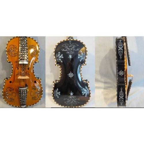 Deluxe fancy Hardanger fiddle 4x5 string 4/4 violin 14",great sound art #10210