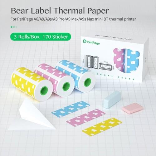 PeriPage 3 Rolls Label Thermal Paper Sticker Self-Adhesive Printable Paper Roll Label Paper Clear Printing for PeriPage Printer