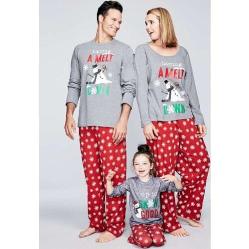 Family Christmas Pajamas Set Xmas Parent-child Printed Red Nightwear Pjs Set Adult Kids Baby Long Sleeve Sleepwear Pyjamas Set
