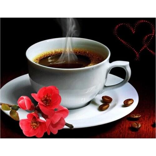 Full Square 5D DIY Diamond Painting Crystal Coffee flower Diamond Embroidery Cross Stitch World Needlework Decor