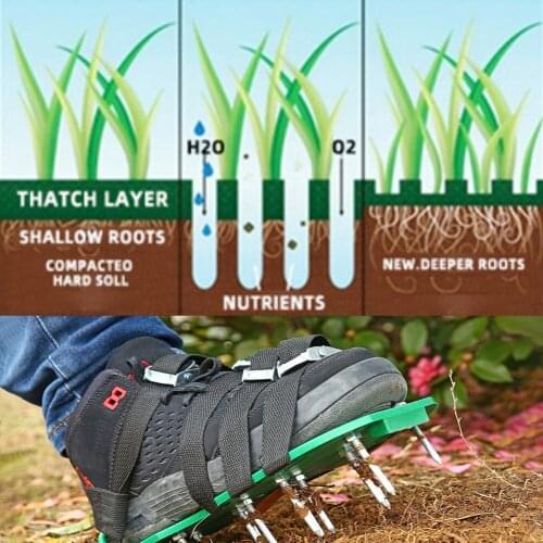 Lawn Aerator Shoes Adjustable 4 Straps Quick Release Spiked Soil Aerating Sandals for Yard Patio Lawn Garden