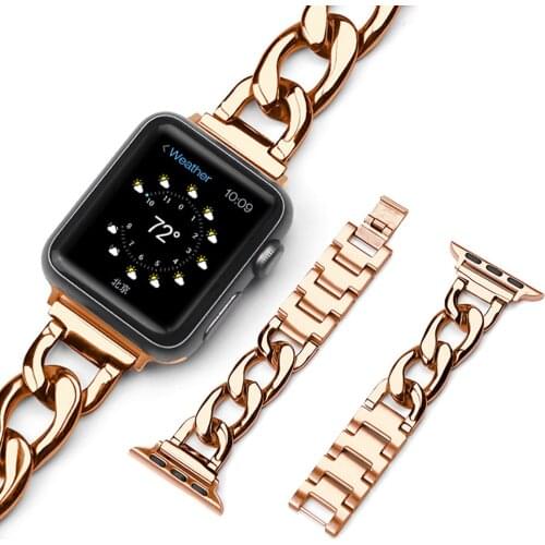 Compatible Apple Watch Band 38mm 40mm 42mm 44mm, Cowboy Chain Style Apple Watch Strap, Stainless Steel Metal Band for iWatch
