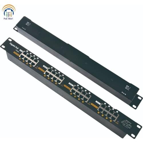 GPOE-16-1U Gigabit Passive PoE Injector 1000M 16 port Power over Ethernet Injector for Wifi Access Points