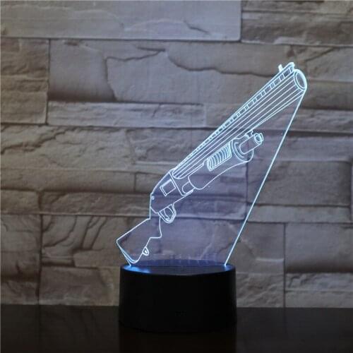 Night Light LED Submachine Gun Acrylic 3D Nightlight Touch Switch Lamp Boys Birthday Holiday Gift Kids Bedroom Atmosphere Decor