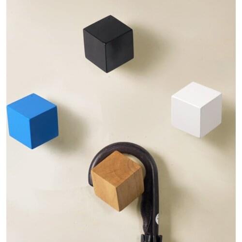 2PCS/LOT Coat hanging back /white/blue/black/ light yellow wall of solid wood door hanger hook Wall hooks clothes hook