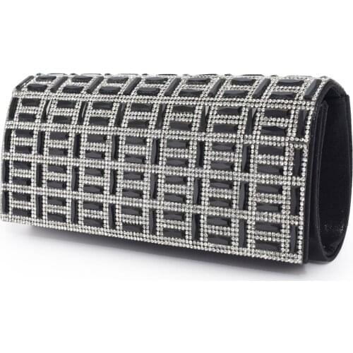 Woman Glittery Clutch Bag Evening Bags Rhinestones Shiny Paillette Decor Formal Handbag Shoulder Bag For Wedding Party Black