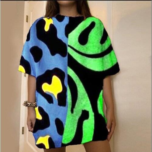 Harajuku Green Graffiti Graphic T Shirts for Women 2021 Summer New Fashion Hip Hop Streetwear Oversized Tees Teen Girls Casual