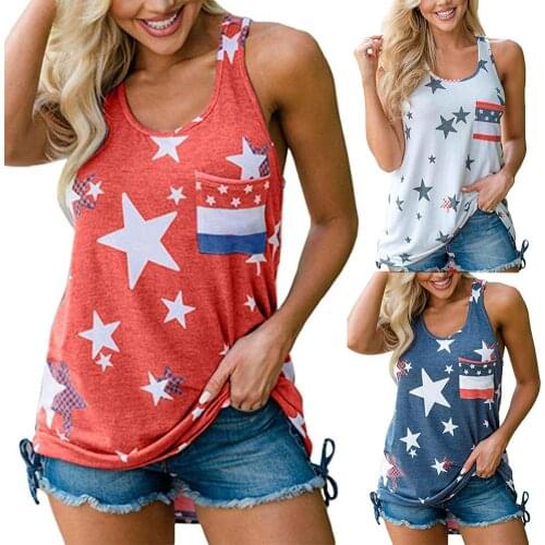 Women US Flag Tank Top July 4th Loose Fit Sleeveless Stars Stripes T Shirt Vest Sleeveless Stars Stripes T Shirt Vest Sleeveless