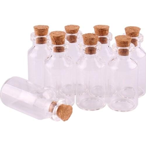 100pcs 18*40*7mm 5ml Mini Glass Wishing Bottles Tiny Jars Vials With Cork Stopper pendant crafts