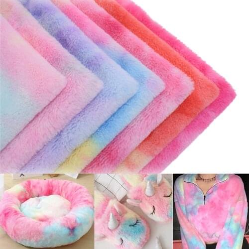 100x160cm Rainbow Gradient Artificial Soft Rabbit Plush Fur Fabric For Clothes Bag Toys Shoes Sewing Patchwork 1PC