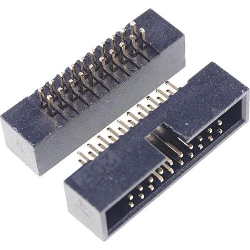 20Pcs 0.050" 1.27 mm 2x10 Pin 20 Positions IDC Male Box Header Dual Row Through Hole Shrouded Rows Space 1.27mm for IDC Socket