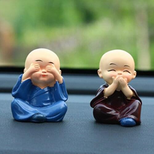4pcs Cute KungFu Monk Car Interior Display Decoration Car Seat Ornament Car Home Decor Resin Kid Doll Accessories
